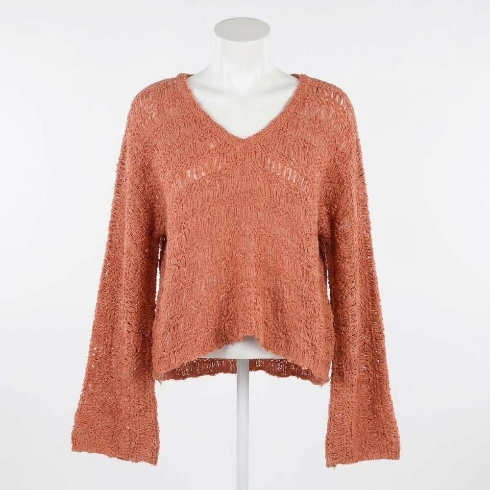 NEW ELAN v-neck long sleeve sweater in mauve